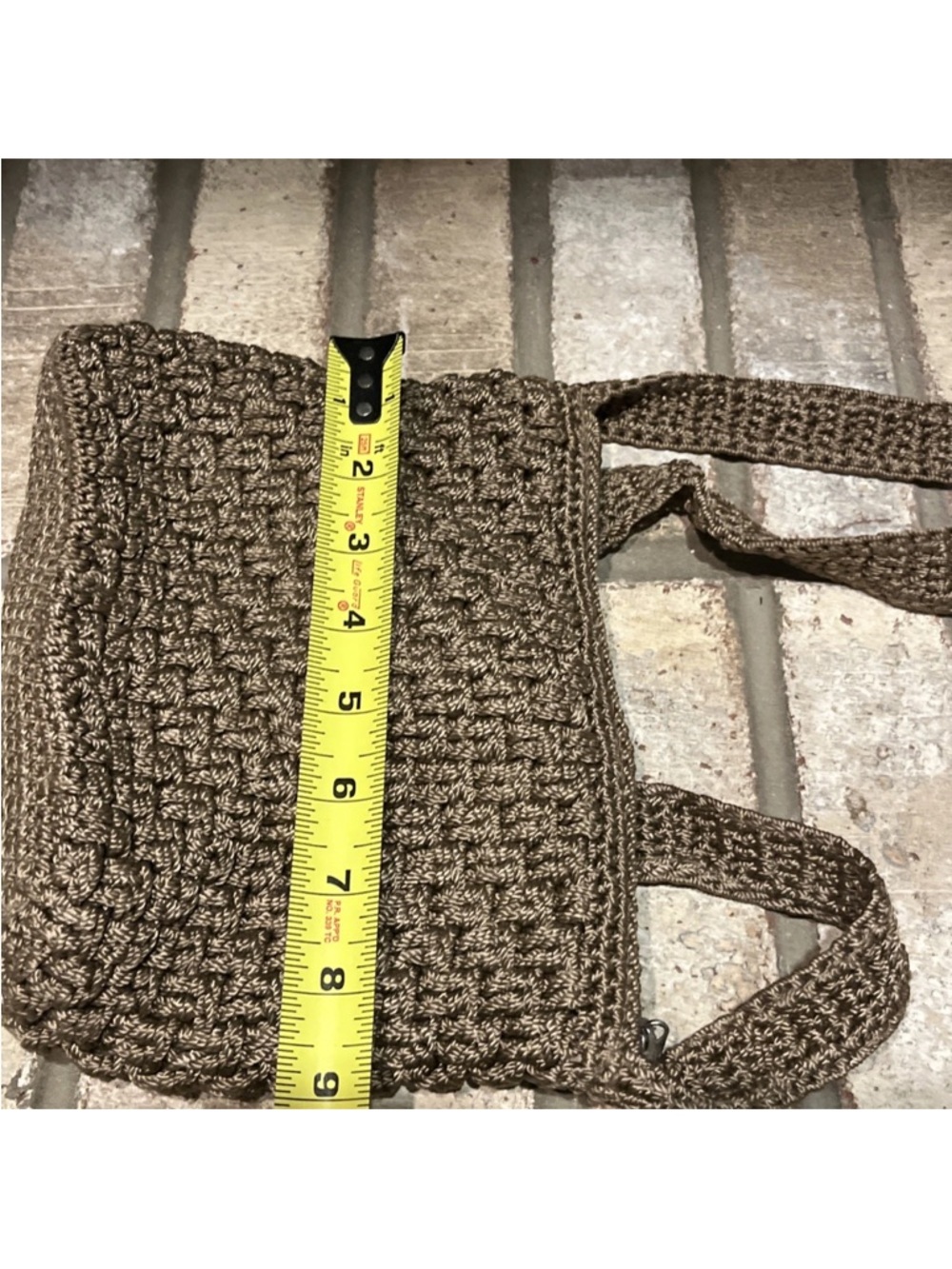 The SAK Original Taupe Knit Woven Crochet Shoulder Bag  BOHO Cottagecore - Picture 5 of 8
